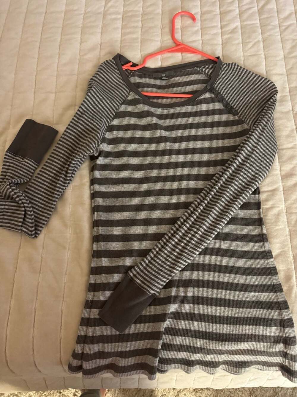 Gap Striped Thermal Long Sleeve Henley Shirt